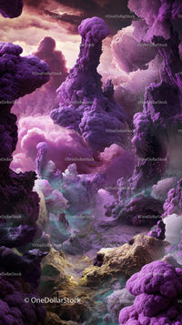 Surreal Purple Rock Formations in a Mystical Extraterrestrial Landscape