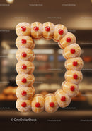 Delicious jelly-filled donuts arranged in letter D shape
