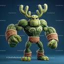 Vibrant Green Anthropomorphic Cactus Character with Muscular Build