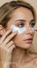 Close-up of Woman Applying Under-Eye Gel Patches for Skincare