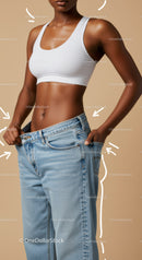 Casual Fit Woman Wearing White Sports Bra and Blue Jeans