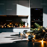 Festive Christmas Decorations on Modern Kitchen Counter