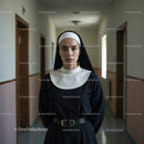 Confident Nurse in Hospital Corridor With Serious Expression