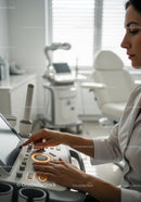 Healthcare Professional Using Ultrasound Machine in Modern Clinic