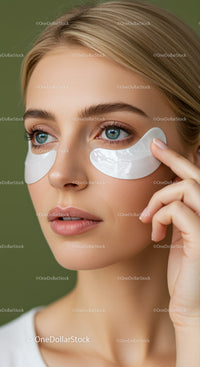 Young Woman Applying Under Eye Patches for Skin Care