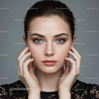 Portrait of a Young Woman with Blue Eyes and Natural Beauty