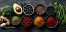 Array of Fresh Vegetables, Fruits, and Spices for Healthy Cooking