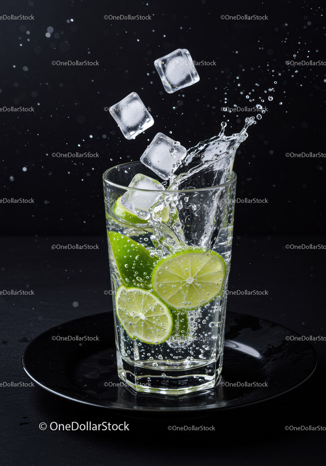 Orzeźwiające plasterki limonki w szklance z wodą gazowaną