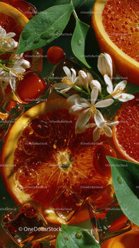 Vibrant Citrus and Cherry Tomato Still Life with Jasmine Flowers