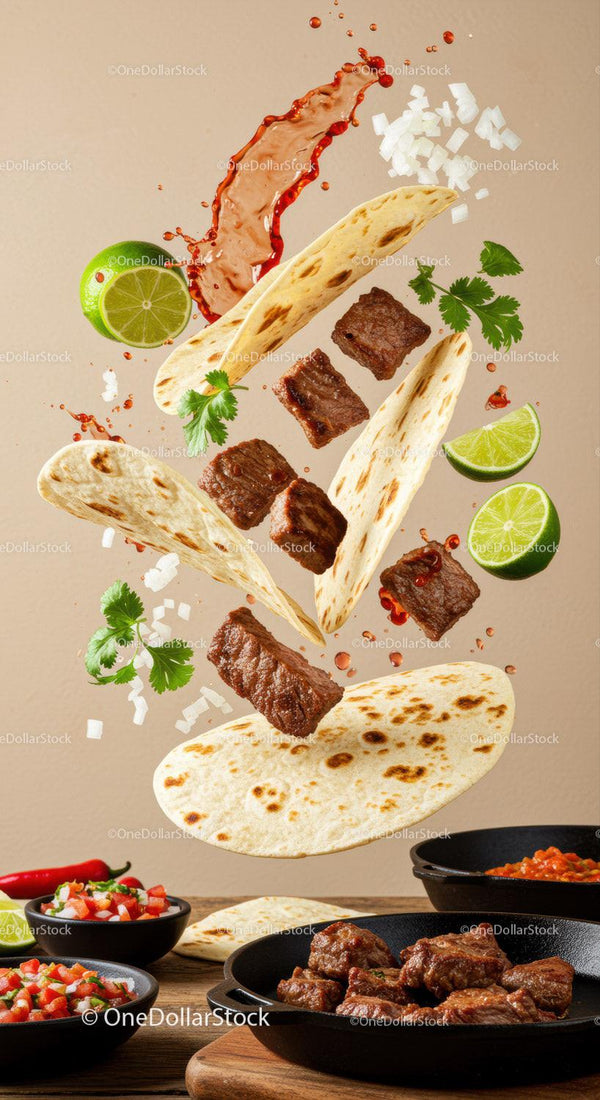 Rozłożone Tacos Wołowe ze Świeżymi Składnikami w Powietrzu