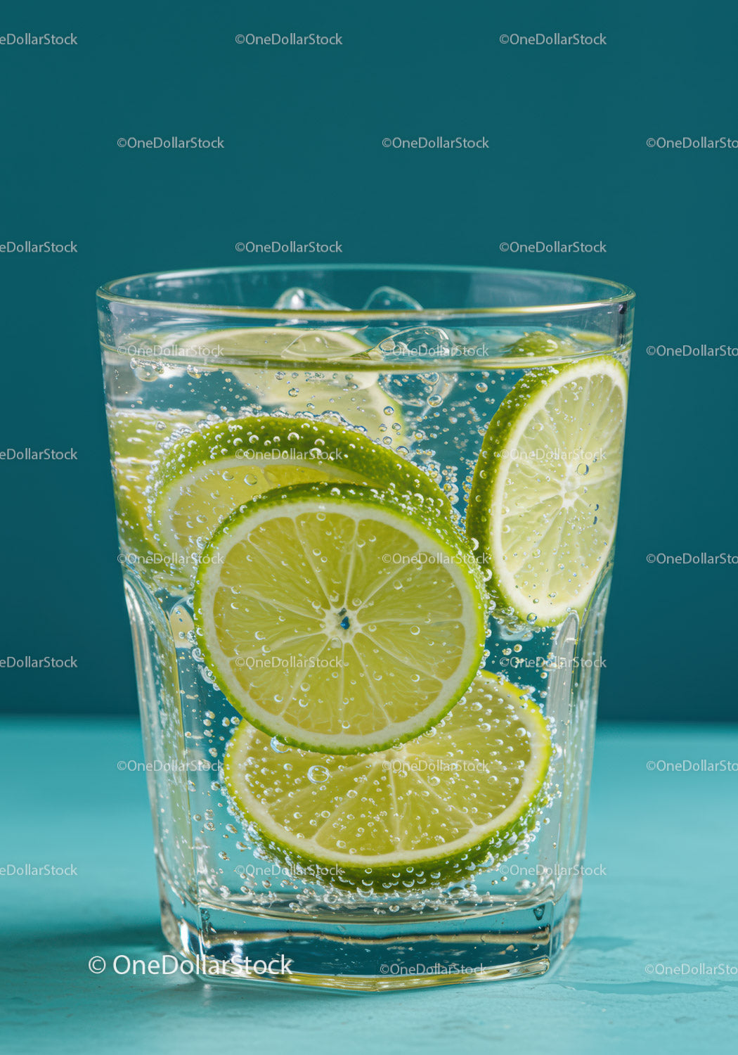 Refreshing Lime Slices in Sparkling Water Glass