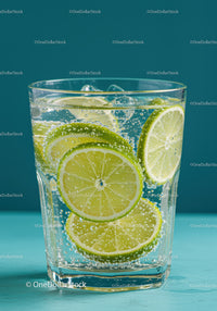 Refreshing Lime Slices in Sparkling Water Glass