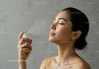 Woman Using Facial Spray for Hydration Skincare Routine