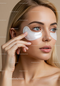 Young Woman Applying Under-Eye Patches for Skin Rejuvenation
