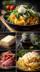 Fresh Pasta with Arugula Mozzarella and Parmesan Cheese
