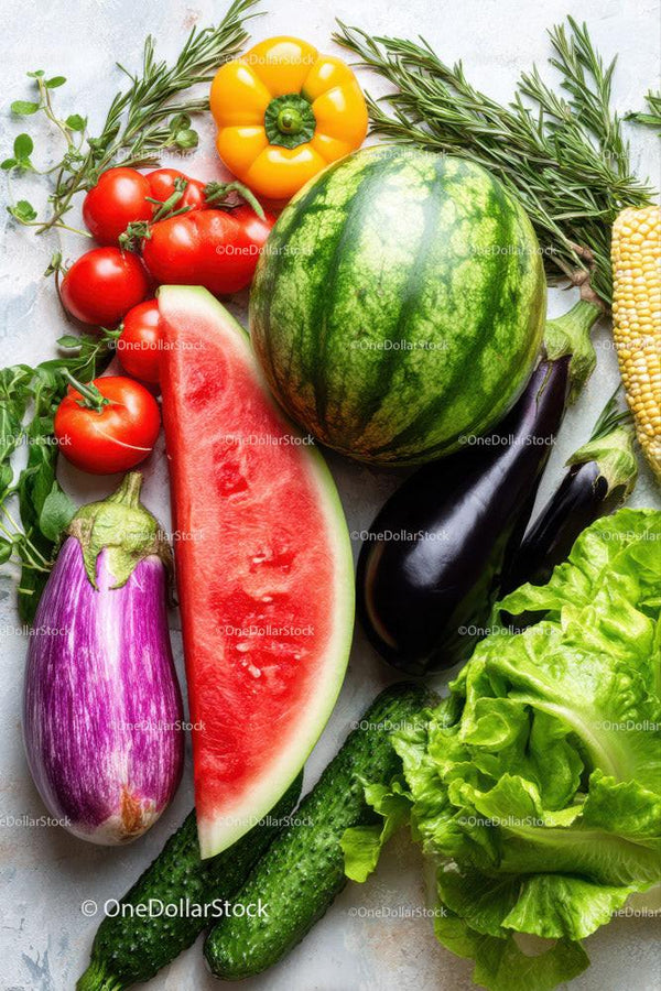 Fresh Watermelon and Mixed Vegetables for Healthy Eating