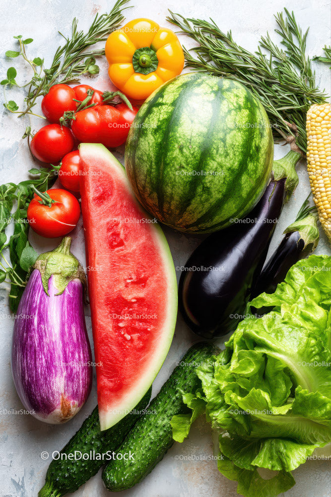 Fresh Watermelon and Mixed Vegetables for Healthy Eating