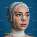 Close-up of Woman with Bandages on Face for Skincare and Healing