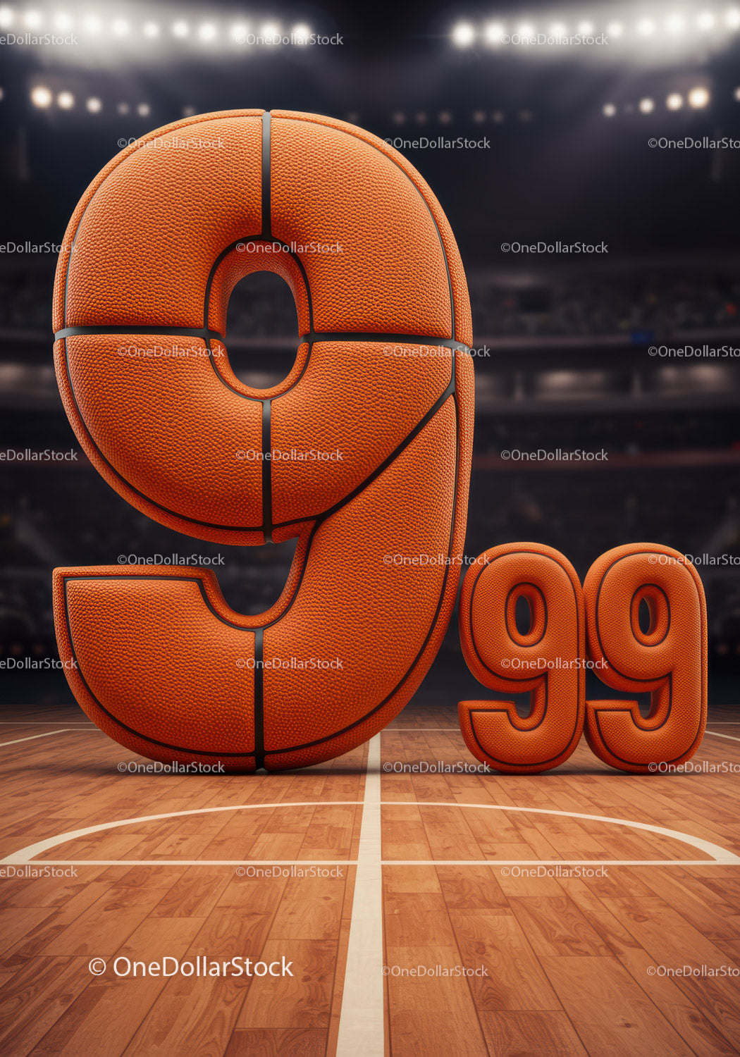 Basketball Number Nine and Double Nine on Court