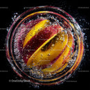 Vibrant Apple Slices Splashing in Water with Colorful Fruit Effect