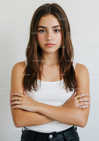 Portrait of a Confident Young Woman in Casual Wear with Crossed Arms