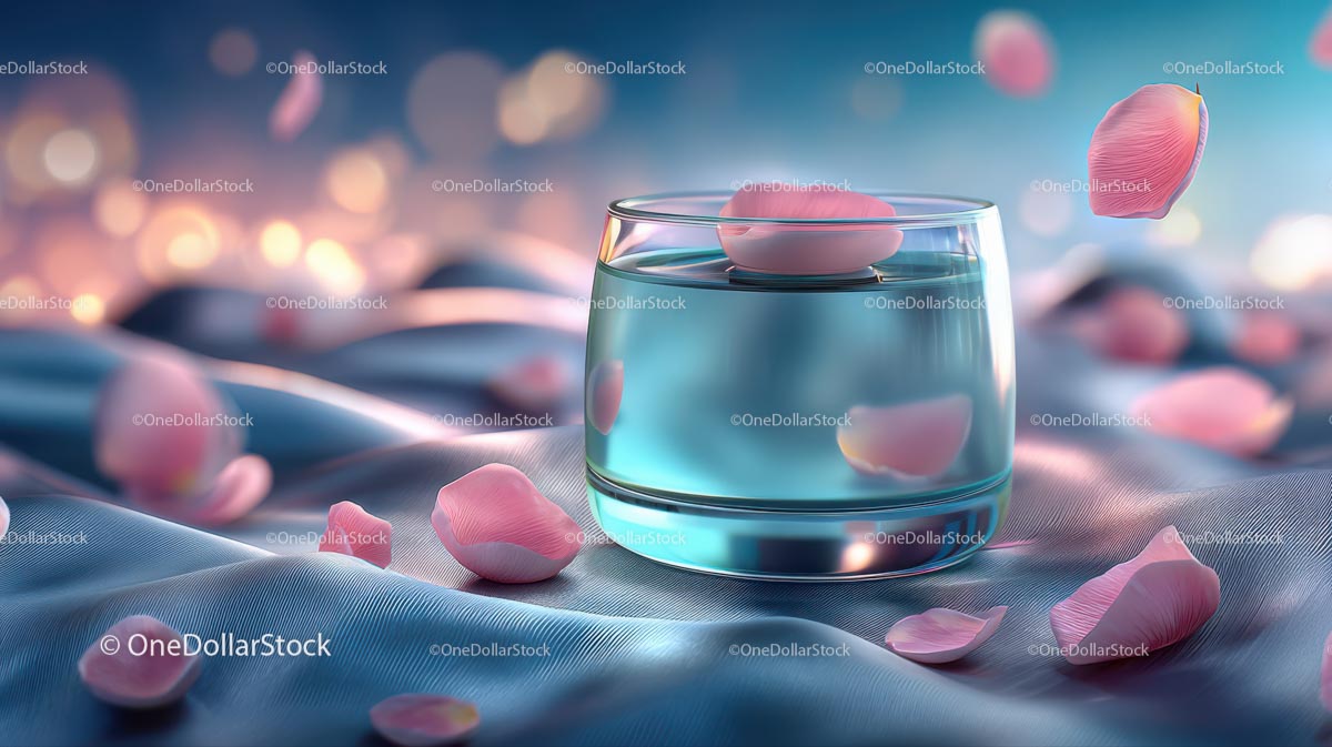 Luxury Cosmetic Jar Surrounded by Delicate Rose Petals
