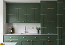 Elegant Modern Kitchen with Green Cabinets and Gold Accents