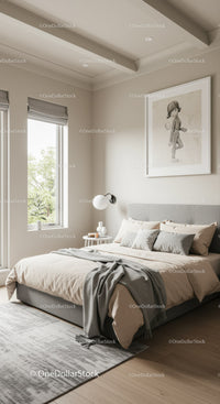 Contemporary Bedroom with Neutral Tones and Minimalist Decor