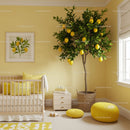 Yellow Lemon Tree in Wicker Basket in Cozy Nursery Room