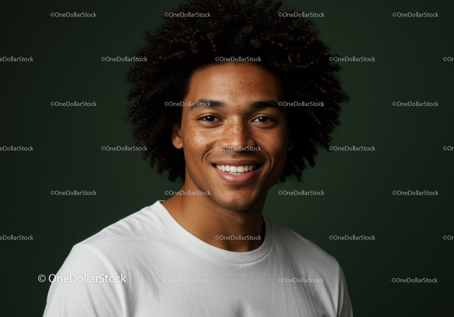 Smiling Young Man with Afro Hair and Bright Expression