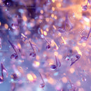 Abstract Purple Musical Notes with Bokeh Lights for Creative Background