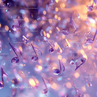Abstract Purple Musical Notes with Bokeh Lights for Creative Background