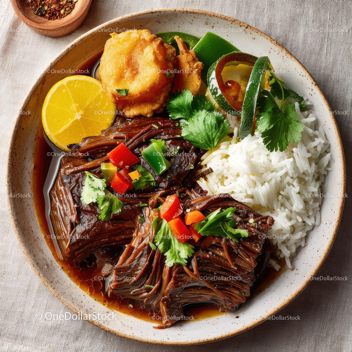 Savor the Flavors of Gourmet Beef with Rice and Fresh Vegetables