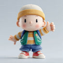 Cute Child Doll with Backpack in Casual Clothing and Sneakers