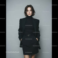 Stylish Businesswoman in Black Suit and Classic Look