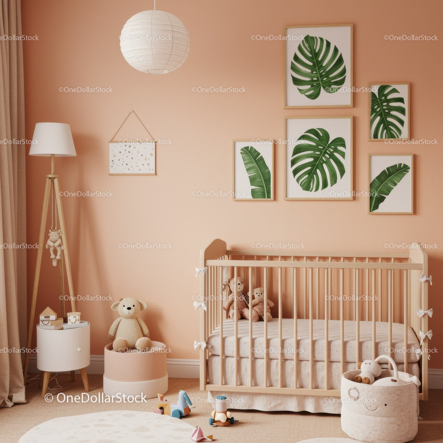 Tropical Leaf Wall Art and Cozy Baby Nursery Decor