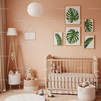 Tropical Leaf Wall Art and Cozy Baby Nursery Decor