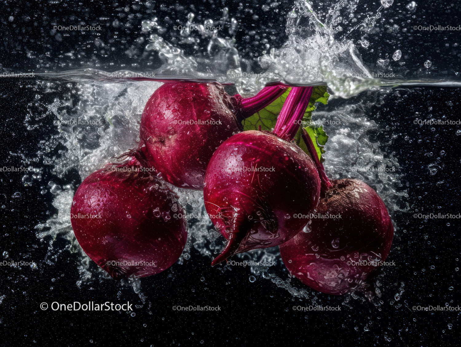 Fresh Red Beets Underwater Splash in Vibrant Food Photography