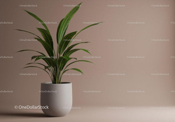 Indoor Green Plant in White Pot with Lush Foliage for Modern Interior