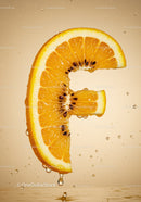 Fresh Orange Slice in Water Splash Close Up