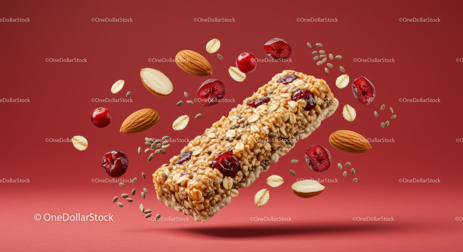 Nutritious Granola Bar with Almonds and Cranberries