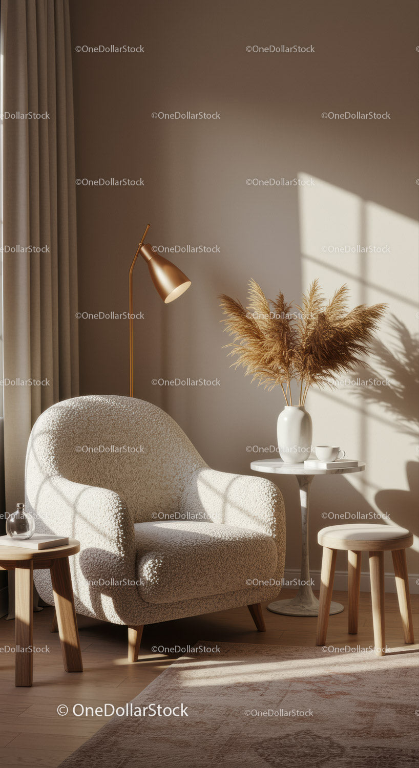 Cozy armchair corner with natural light and warm decor