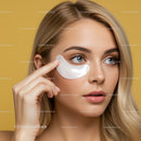 Beautiful Young Woman Applying Under Eye Patches for Skincare Treatment