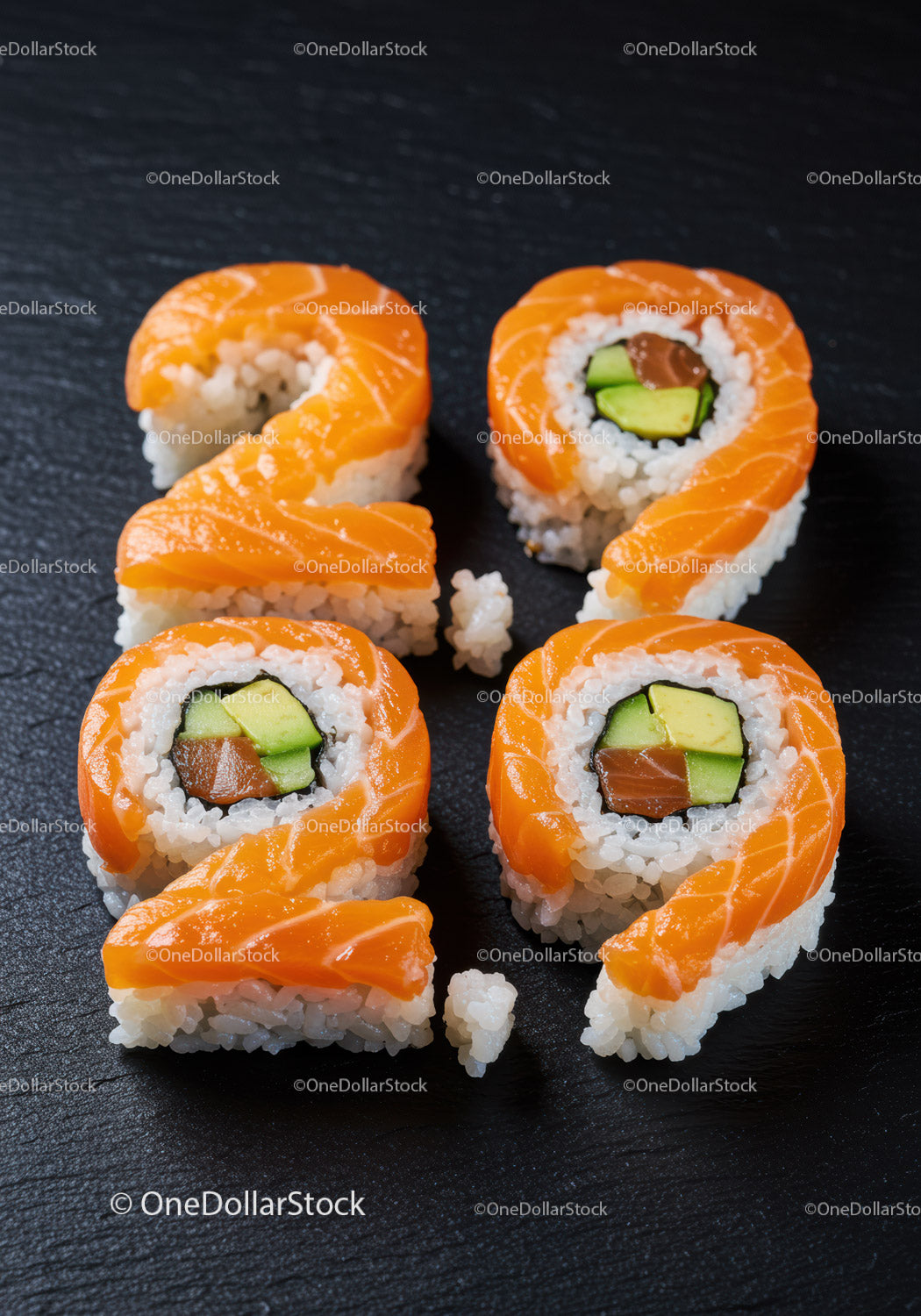 Kreatywne rolki sushi w kształcie cyfr 2029