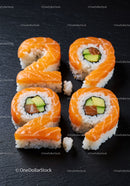 Creative sushi rolls shaped as the numbers 2029