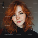 Vibrant Red Haired Woman with Blue Eyes in Casual Portrait