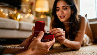 Woman Receiving Engagement Ring in Cozy Romantic Moment