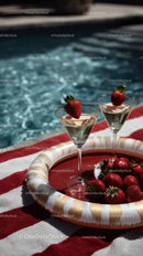 Strawberry Cocktail Glasses by Poolside for Refreshing Summer Moments