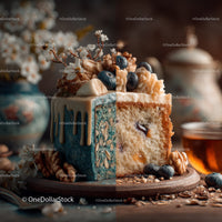 Elegant Blueberry and Walnut Layer Cake with White Chocolate Frosting