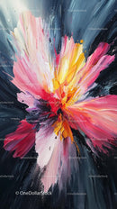 Vibrant Abstract Flower Painting with Bold Color Strokes